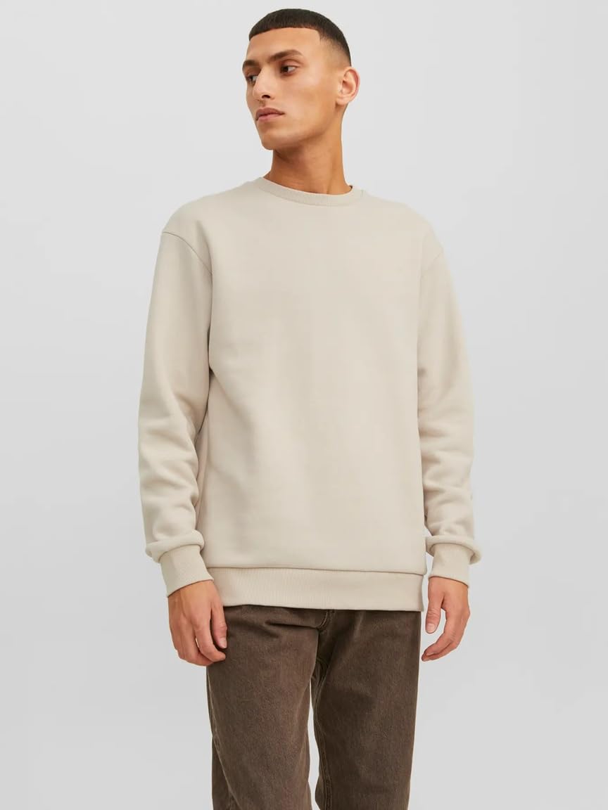 JACK & JONES Herren JJEBRADLEY Sweat Crew 2erPack Langarm Sweater, Crockery/White, L