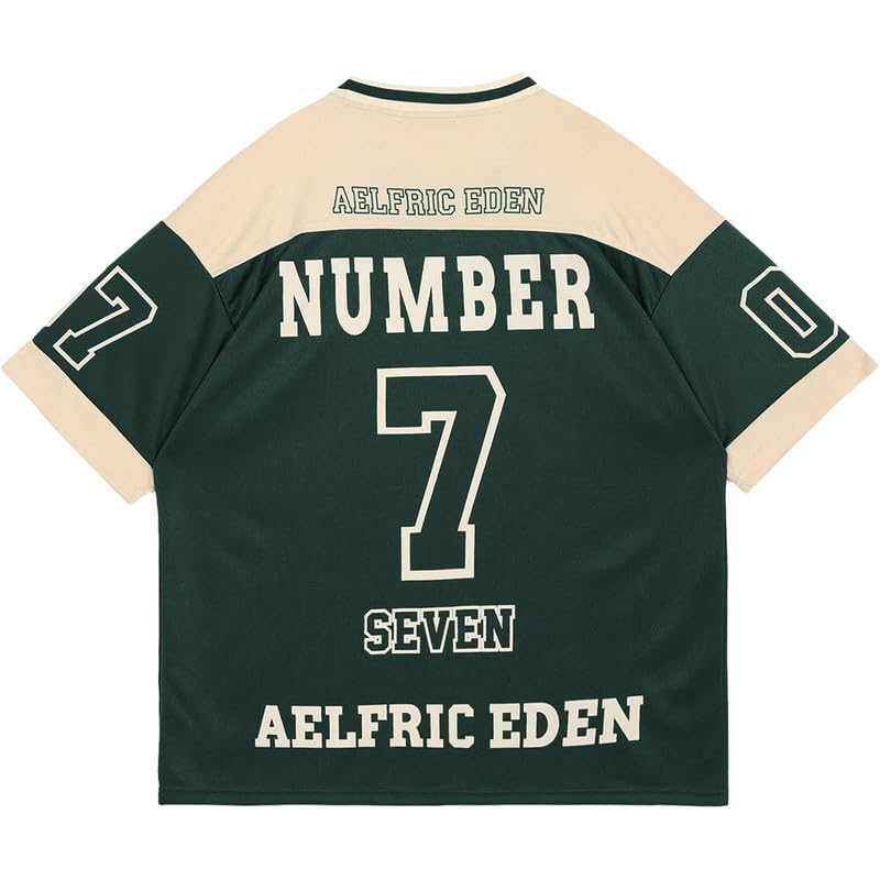 Aelfric Eden Herren Oversized Tshirt Damen Y2K T-Shirt Baggy Sommer Vintage Raglan Heavy Tee Casual mit Aufdruck Grün, L