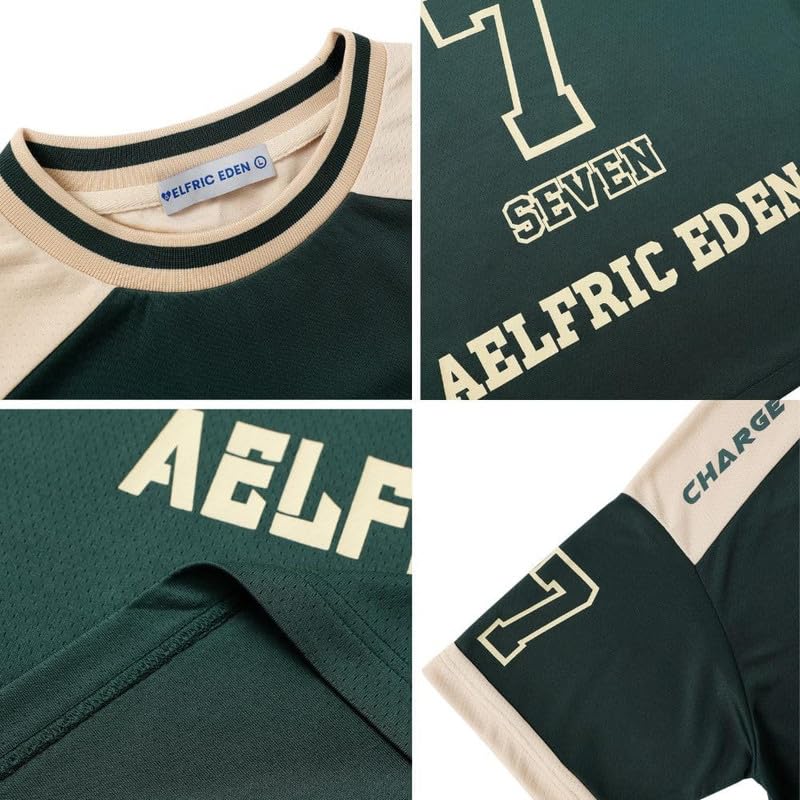 Aelfric Eden Herren Oversized Tshirt Damen Y2K T-Shirt Baggy Sommer Vintage Raglan Heavy Tee Casual mit Aufdruck Grün, L