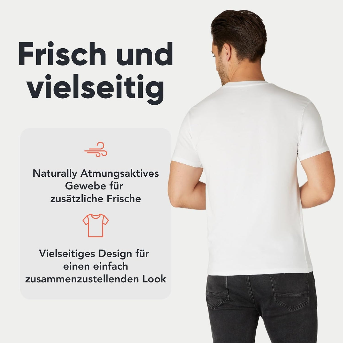 FM London 3/5er-Pack T-Shirts für Herren 100% Baumwolle, Premium-Qualität