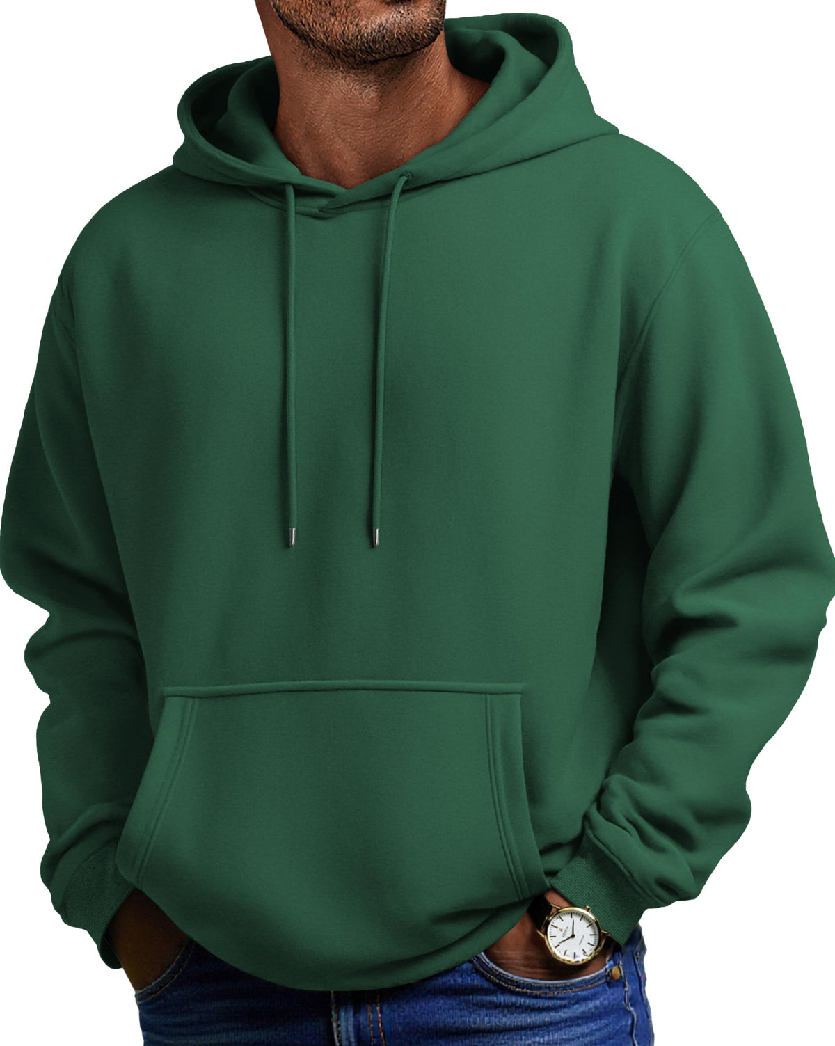 COOFANDY Hoodie Herren Kapuzenpullover Fleece Kapuzenpulli Armeegrün S
