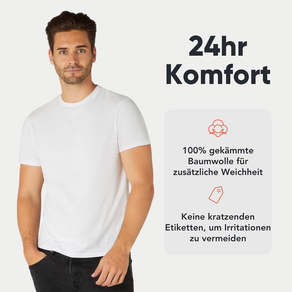 FM London 3/5er-Pack T-Shirts für Herren 100% Baumwolle, Premium-Qualität
