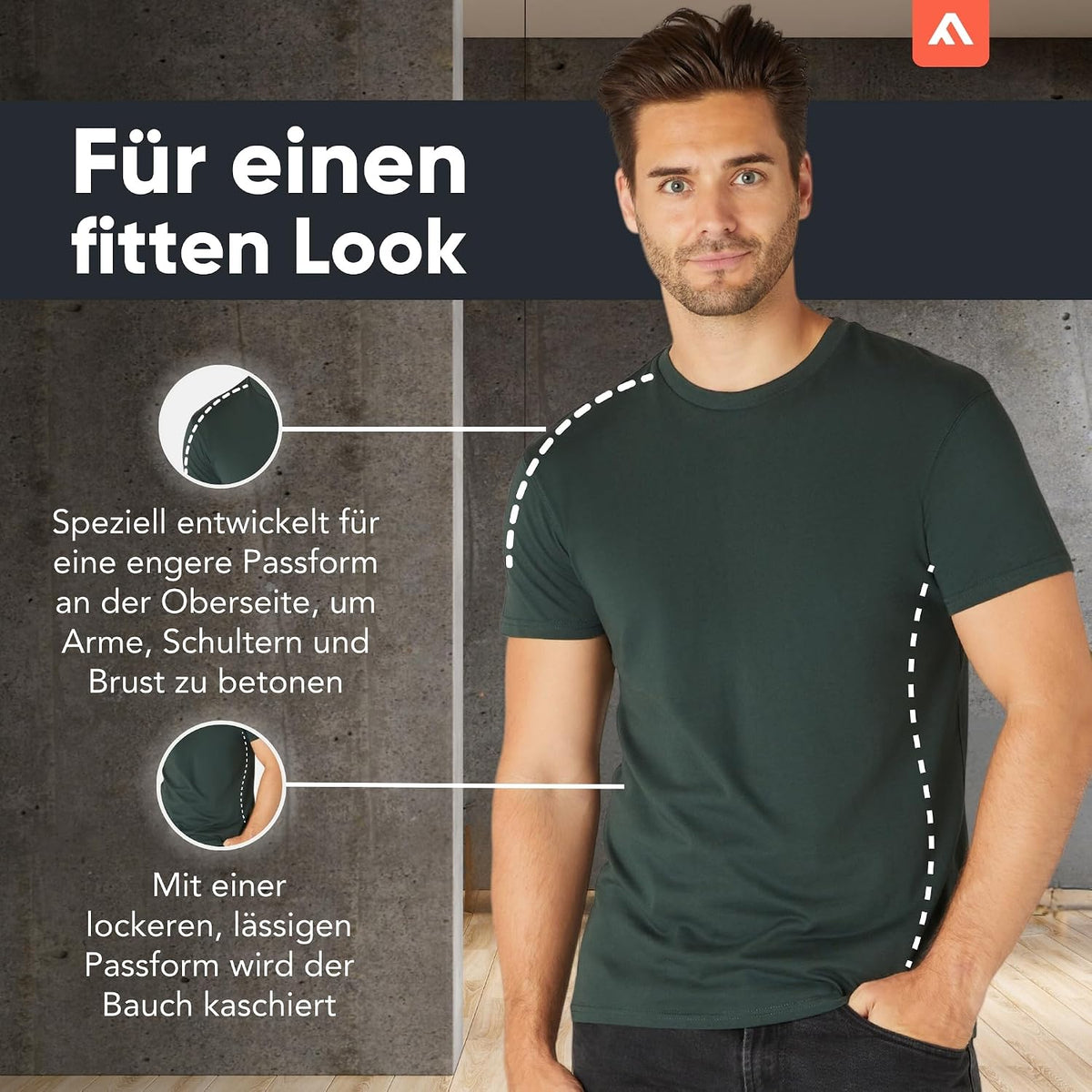 FM London 3/5er-Pack T-Shirts für Herren 100% Baumwolle, Premium-Qualität