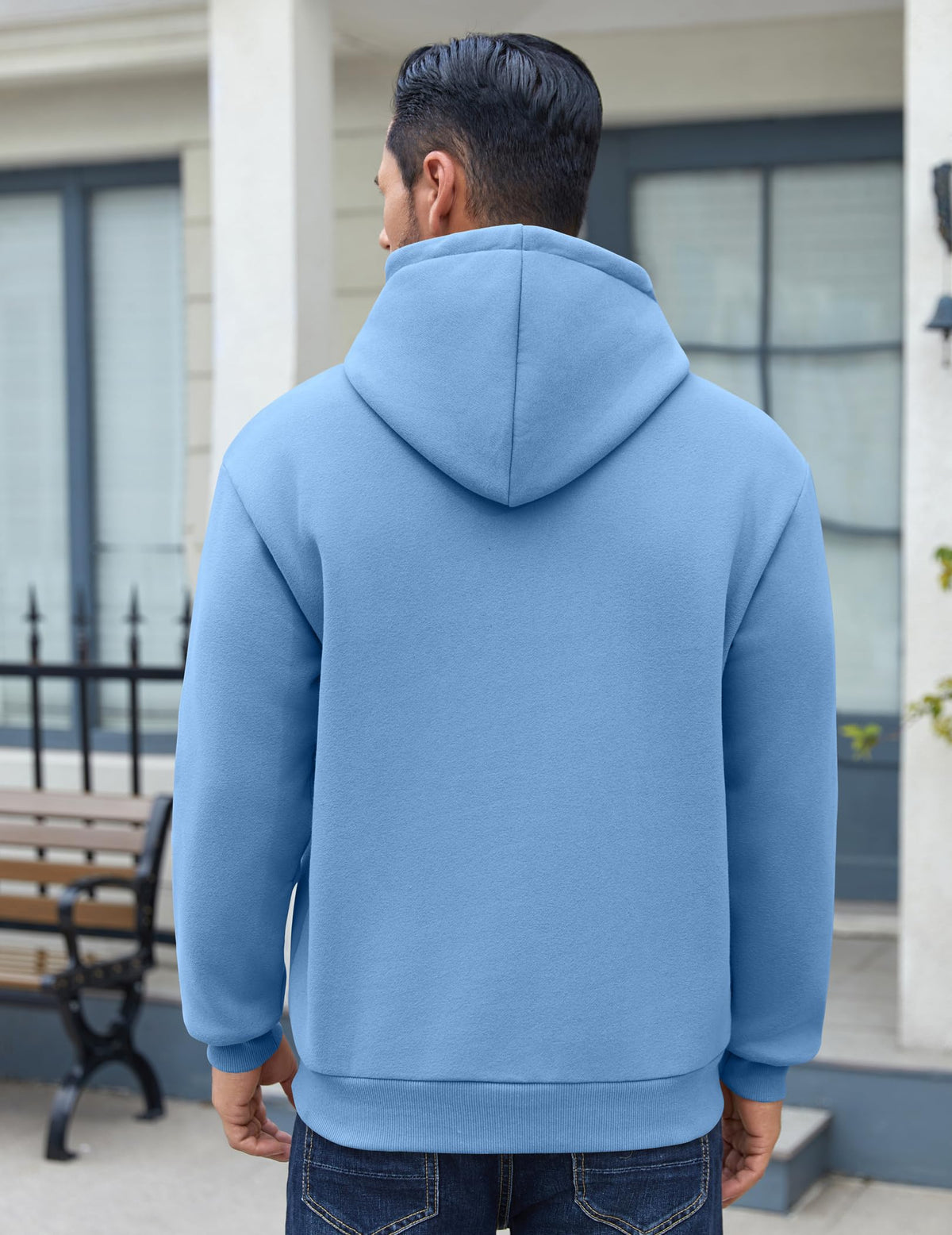COOFANDY Hoodie Herren Kapuzenpullover Fleece Kapuzenpulli Blau L